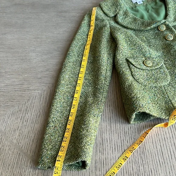 LOFT - Vintage Green Tweed Jacket - SZ 6 - Picture 6 of 11